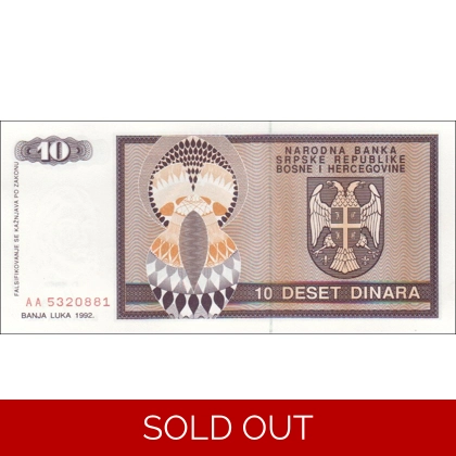 Srepska - 10 Dinara - 1992 - P133 - B101